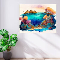 cadre déco artistique grande barrière de corail aquarelle