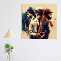 cadre mural musiciens saxophonistes de jazz