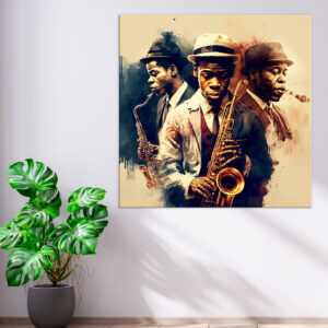cadre mural musiciens saxophonistes de jazz