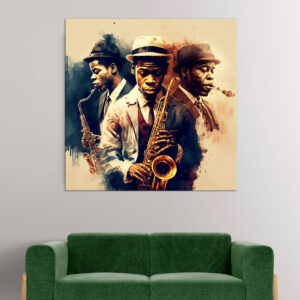 cadre mural musiciens saxophonistes de jazz