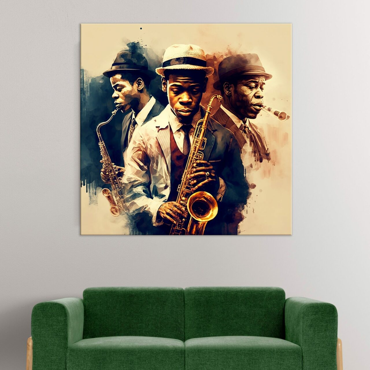 cadre mural musiciens saxophonistes de jazz