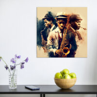 cadre mural musiciens saxophonistes de jazz