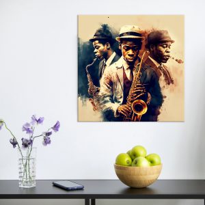 cadre mural musiciens saxophonistes de jazz