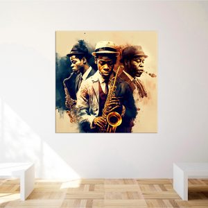 cadre mural musiciens saxophonistes de jazz