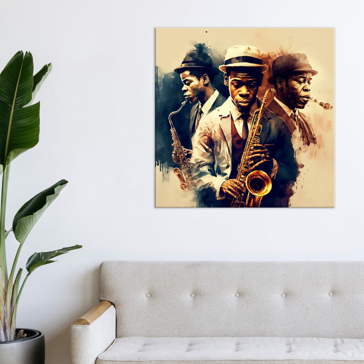 cadre mural musiciens saxophonistes de jazz