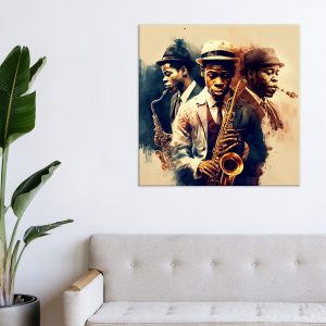 cadre mural musiciens saxophonistes de jazz