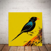 Cadre mural – Oiseau noir sur fond jaune art minimaliste cadre mural oiseau noir sur fond jaune art minimaliste