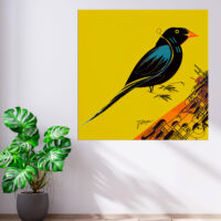 Cadre mural – Oiseau noir sur fond jaune art minimaliste cadre mural oiseau noir sur fond jaune art minimaliste