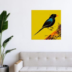 Cadre mural – Oiseau noir sur fond jaune art minimaliste cadre mural oiseau noir sur fond jaune art minimaliste