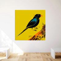 Cadre mural – Oiseau noir sur fond jaune art minimaliste cadre mural oiseau noir sur fond jaune art minimaliste