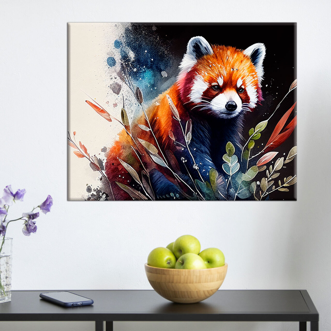 cadre art décoratif peinture panda roux
