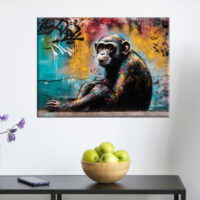 tableau artistique déco murale peinture singe style graffiti
