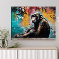 tableau artistique déco murale peinture singe style graffiti