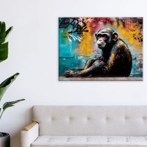 tableau artistique déco murale peinture singe style graffiti