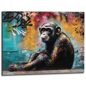 tableau artistique déco murale peinture singe style graffiti