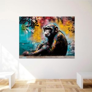tableau artistique déco murale peinture singe style graffiti