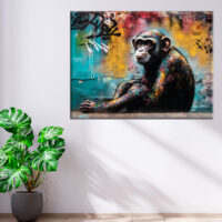 tableau artistique déco murale peinture singe style graffiti