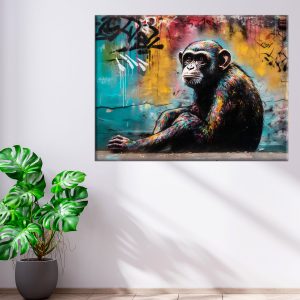tableau artistique déco murale peinture singe style graffiti
