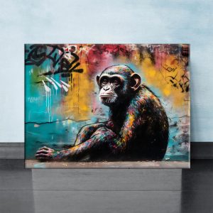 tableau artistique déco murale peinture singe style graffiti