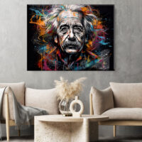 tableau décoratif portrait albert einstein graffiti style