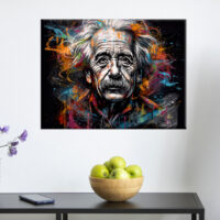 tableau décoratif portrait albert einstein graffiti style