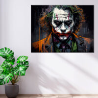 toile exclusive portrait du jocker dessin en couleur