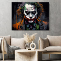 toile exclusive portrait du jocker dessin en couleur