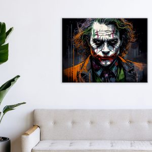 toile exclusive portrait du jocker dessin en couleur