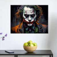 toile exclusive portrait du jocker dessin en couleur