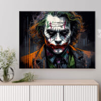 toile exclusive portrait du jocker dessin en couleur