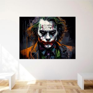 toile exclusive portrait du jocker dessin en couleur