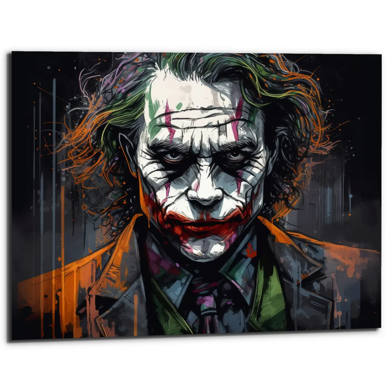 toile exclusive portrait du joker dessin en couleur