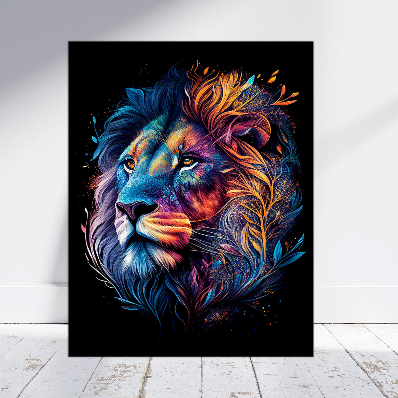 Art décoratif – Portrait Lion mandala couleurs vives art décoratif portrait lion mandala couleurs vives