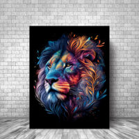 art décoratif portrait lion mandala couleurs vives