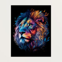 art décoratif portrait lion mandala couleurs vives