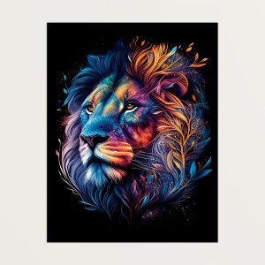 Art décoratif – Portrait Lion mandala couleurs vives art décoratif portrait lion mandala couleurs vives