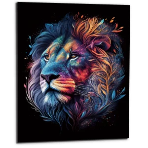 Art décoratif – Portrait Lion mandala couleurs vives