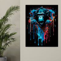 Toile cadre décoratif – Singe sortant d’un mur style graffiti toile cadre décoratif singe sortant d'un mur style graffiti