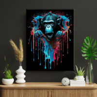 Toile cadre décoratif – Singe sortant d’un mur style graffiti toile cadre décoratif singe sortant d'un mur style graffiti