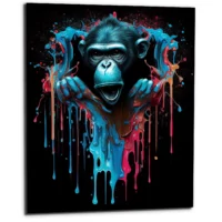 Toile cadre décoratif – Singe sortant d’un mur style graffiti toile cadre décoratif singe sortant d'un mur style graffiti
