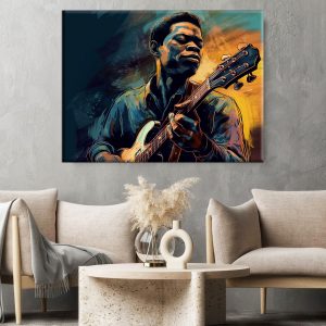 tableau d'art portrait guitariste de blues