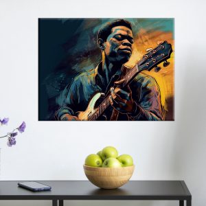 tableau d'art portrait guitariste de blues
