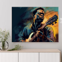tableau d'art portrait guitariste de blues