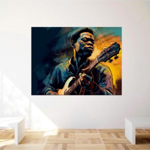 tableau d'art portrait guitariste de blues