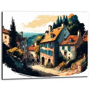 Cadre mural – Traditionnel petit village de montagne en été