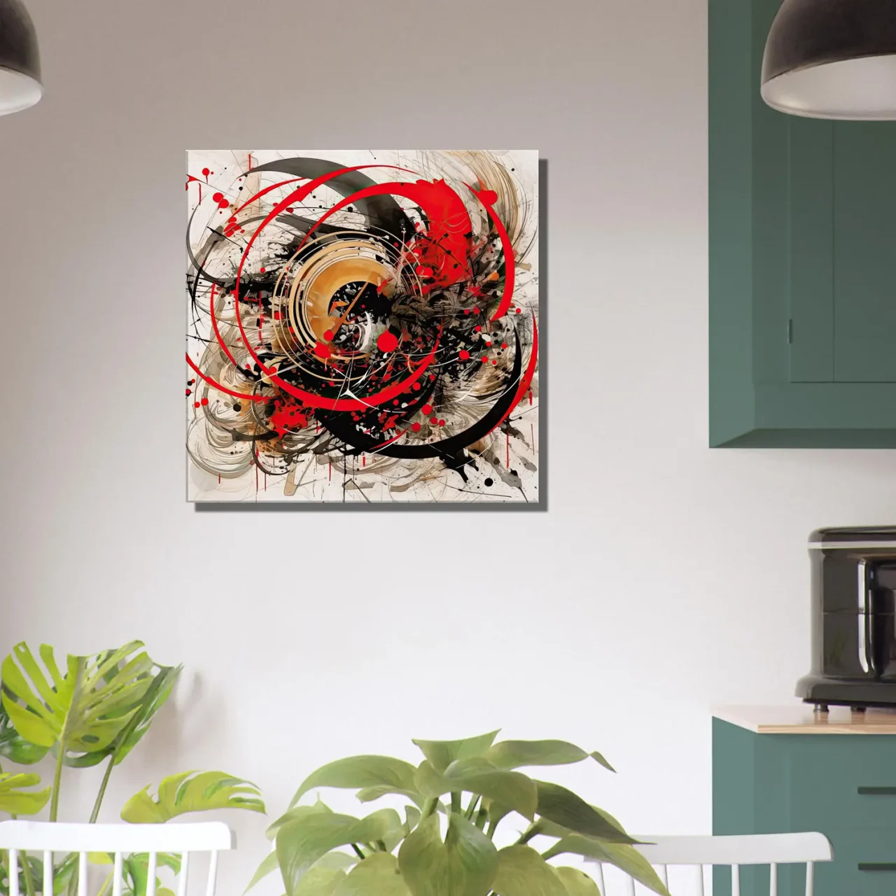 Tableau Abstrait Calligraphie Gris Rouge abstrait calligraphie gris rouge