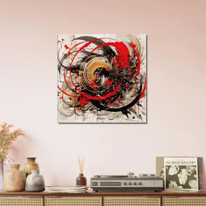 Tableau Abstrait Calligraphie Gris Rouge abstrait calligraphie gris rouge