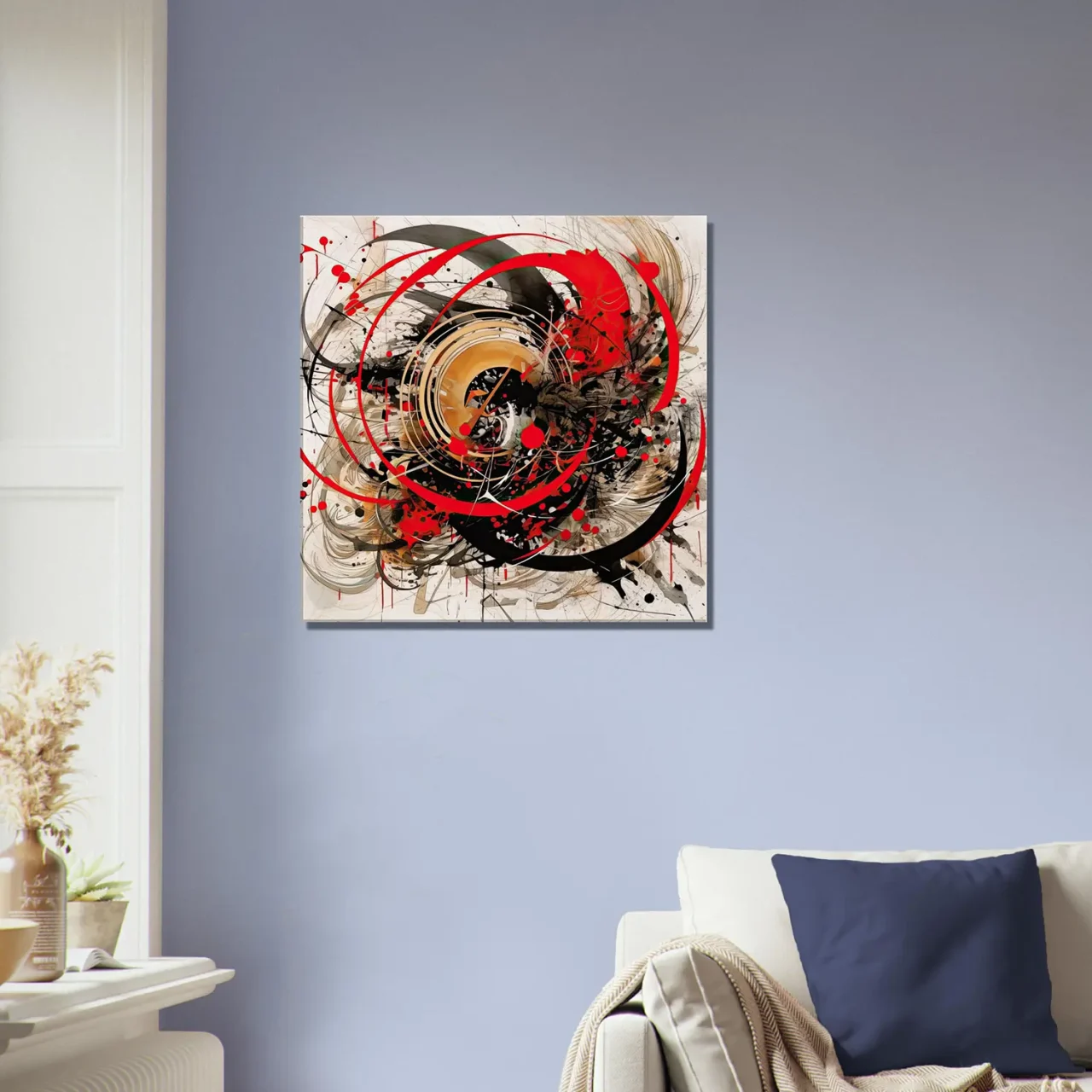 Tableau Abstrait Calligraphie Gris Rouge abstrait calligraphie gris rouge