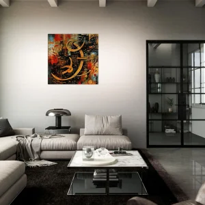 Abstrait Calligraphie Orange Rouge Noir abstrait calligraphie orange rouge noir