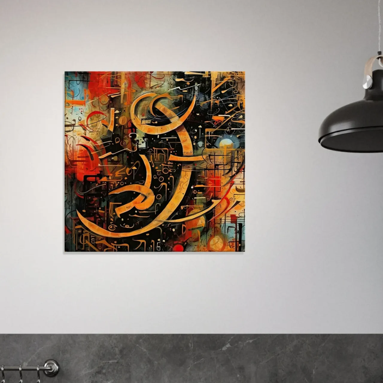 Abstrait Calligraphie Orange Rouge Noir abstrait calligraphie orange rouge noir